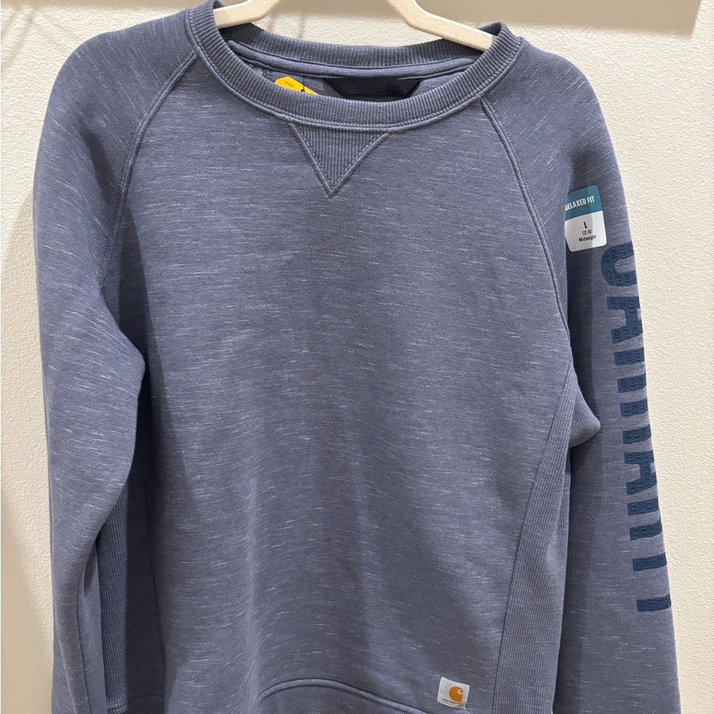 Carhartt Women's Relaxed Fit Midweight Crewneck Sleeve Logo Graphic Sweatshirt